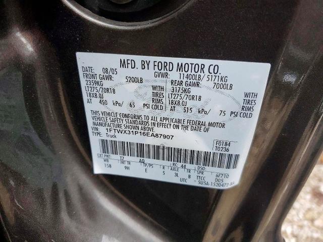Aukcja sprzedaży 2006 Ford F350, vin: 1FTWX31P16EA87907, numer aukcji: 53791346