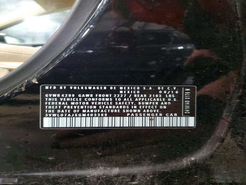 55589186 :رقم المزاد ، 3VWL07AJXGM403369 vin ، 2016 Volkswagen Jetta مزاد بيع