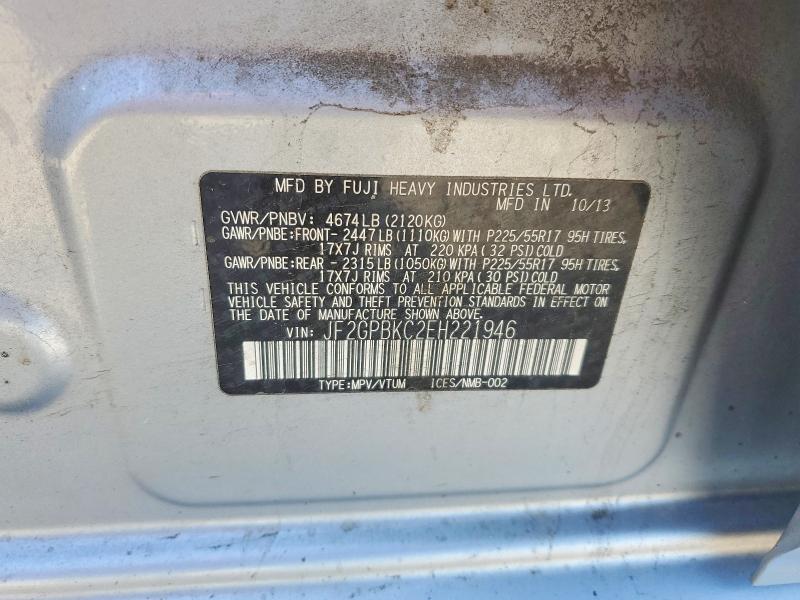 52720886 :رقم المزاد ، JF2GPBKC2EH221946 vin ، 2014 Subaru Xv Crosstrek مزاد بيع