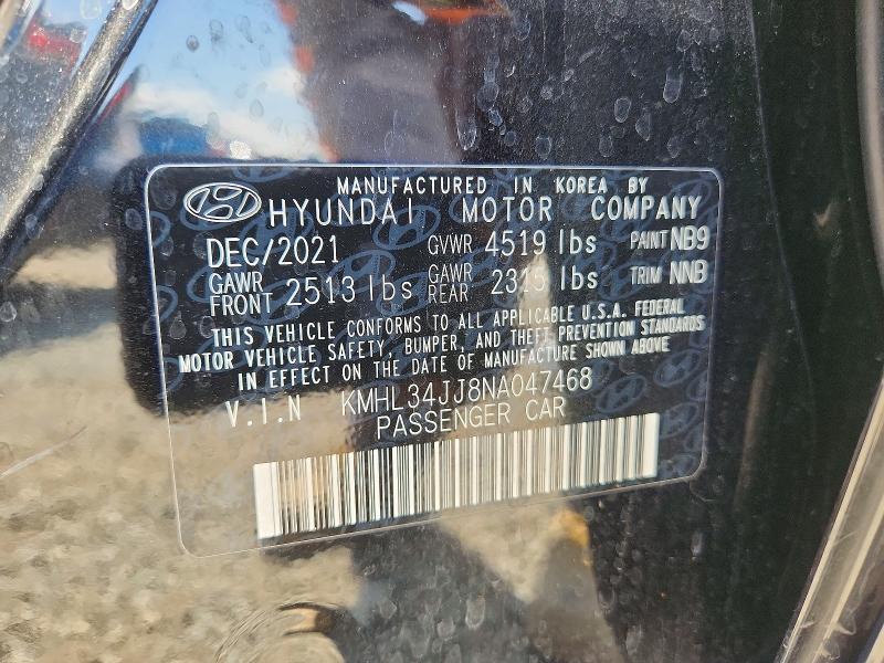 Продажа на аукционе авто 2022 Hyundai Sonata Hybrid, vin: KMHL34JJ8NA047468, номер лота: 53763436