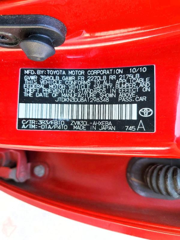 Продажа на аукционе авто 2010 Toyota Prius, vin: JTDKN3DU8A1298348, номер лота: 55215486