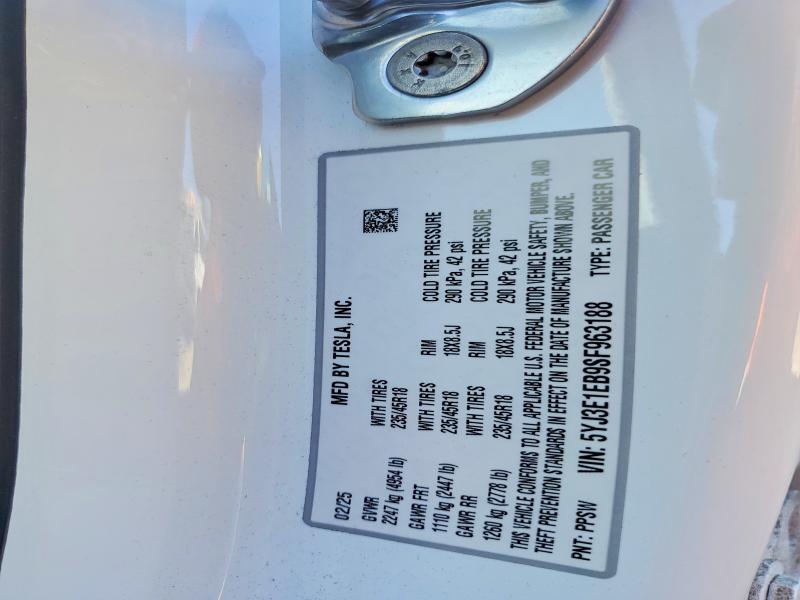 Aukcja sprzedaży 2025 Tesla Model 3, vin: 5YJ3E1EB9SF963188, numer aukcji: 52527026