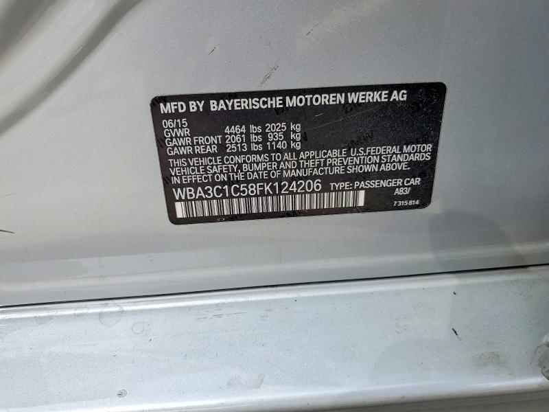 52547926 :رقم المزاد ، WBA3C1C58FK124206 vin ، 2015 Bmw 328 مزاد بيع