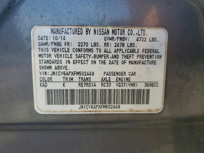 Aukcja sprzedaży 2015 Infiniti Q40, vin: JN1CV6APXFM502449, numer aukcji: 52945366