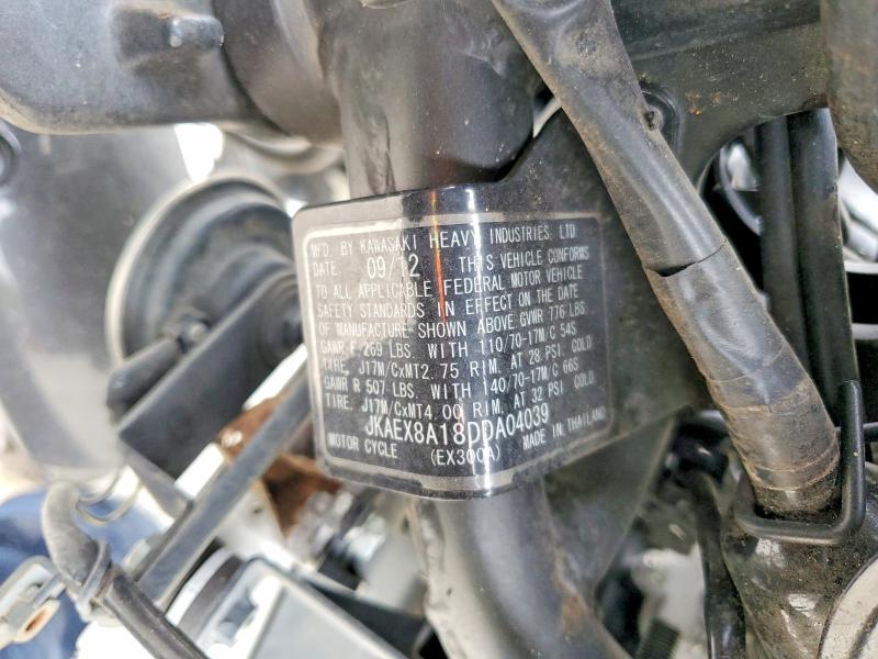 53066606 :رقم المزاد ، JKAEX8A18DDA04039 vin ، 2013 Kawasaki Ex300 مزاد بيع