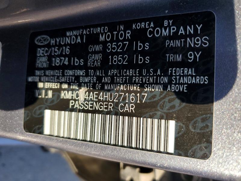 54096046 :رقم المزاد ، KMHCT4AE4HU271617 vin ، 2017 Hyundai Accent مزاد بيع