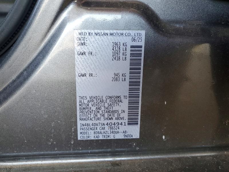 Продаж на аукціоні авто 2025 Nissan Altima, vin: 1N4BL4DV7SN404941, номер лоту: 54353036