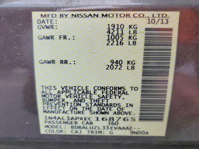 Aukcja sprzedaży 2014 Nissan Altima, vin: 1N4AL3APXEC168765, numer aukcji: 52325616