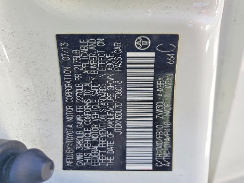 Продаж на аукціоні авто 2013 Toyota Prius, vin: JTDKN3DU7D1706018, номер лоту: 53906016