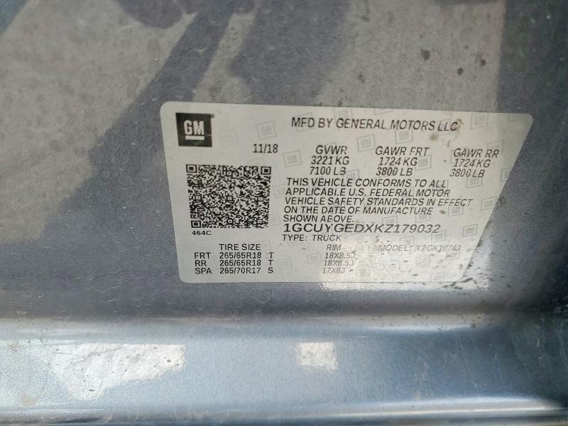 Aukcja sprzedaży 2019 Chevrolet Silverado, vin: 1GCUYGEDXKZ179032, numer aukcji: 51910376