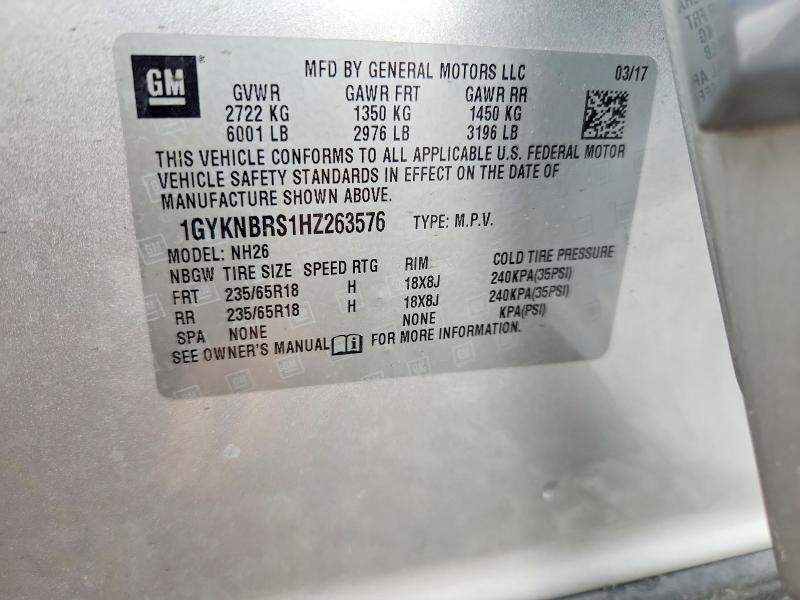 2017 Cadillac Xt5 მანქანა იყიდება აუქციონზე, vin: 1GYKNBRS1HZ263576, აუქციონის ნომერი: 53996206