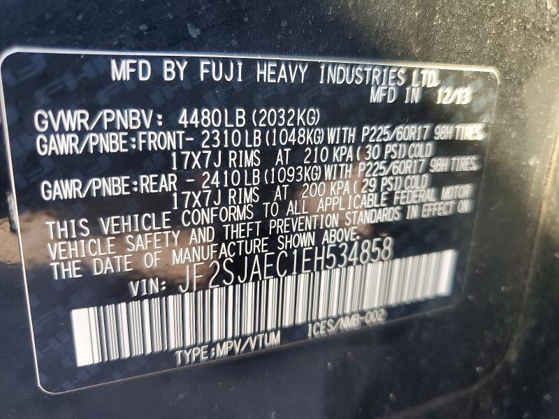 Продажа на аукционе авто 2014 Subaru Forester, vin: JF2SJAEC1EH534858, номер лота: 53900926