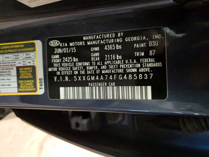 Aukcja sprzedaży 2015 Kia Optima, vin: 5XXGM4A74FG485837, numer aukcji: 53978356