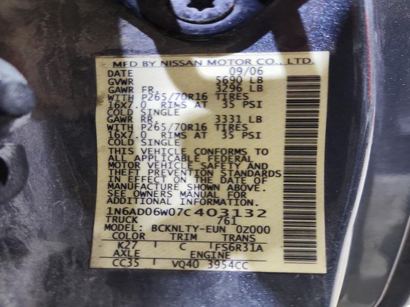 Aukcja sprzedaży 2007 Nissan Frontier, vin: 1N6AD06W07C403132, numer aukcji: 54776186