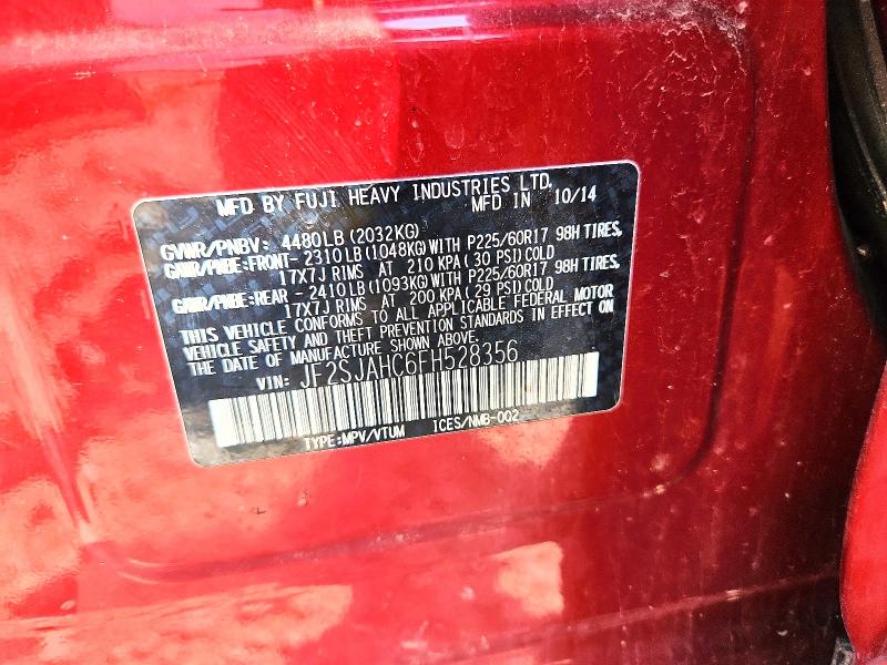 Продаж на аукціоні авто 2015 Subaru Forester, vin: JF2SJAHC6FH528356, номер лоту: 54611686