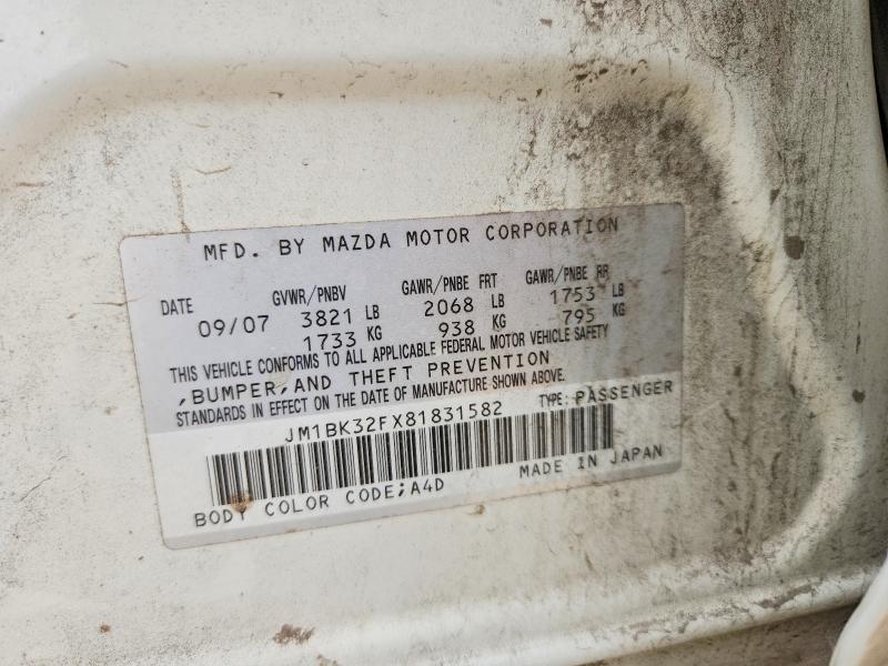 Aukcja sprzedaży 2008 Mazda 3, vin: JM1BK32FX81831582, numer aukcji: 52938846