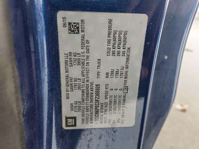 52227276 :رقم المزاد ، 1GCNKPEC3FZ366826 vin ، 2015 Chevrolet Silverado مزاد بيع