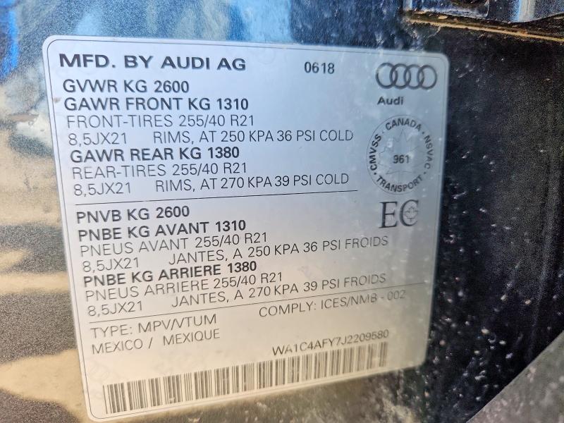 Продаж на аукціоні авто 2018 Audi Sq5, vin: WA1C4AFY7J2209580, номер лоту: 52349636
