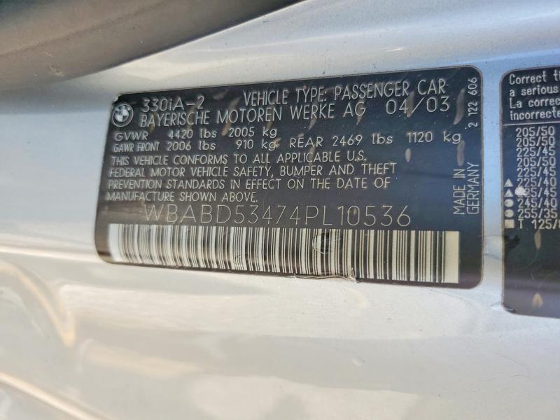 Продаж на аукціоні авто 2004 Bmw 330, vin: WBABD53474PL10536, номер лоту: 53320836