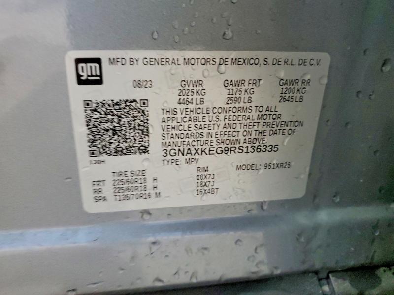 53716256 :رقم المزاد ، 3GNAXKEG9RS136335 vin ، 2024 Chevrolet Equinox مزاد بيع
