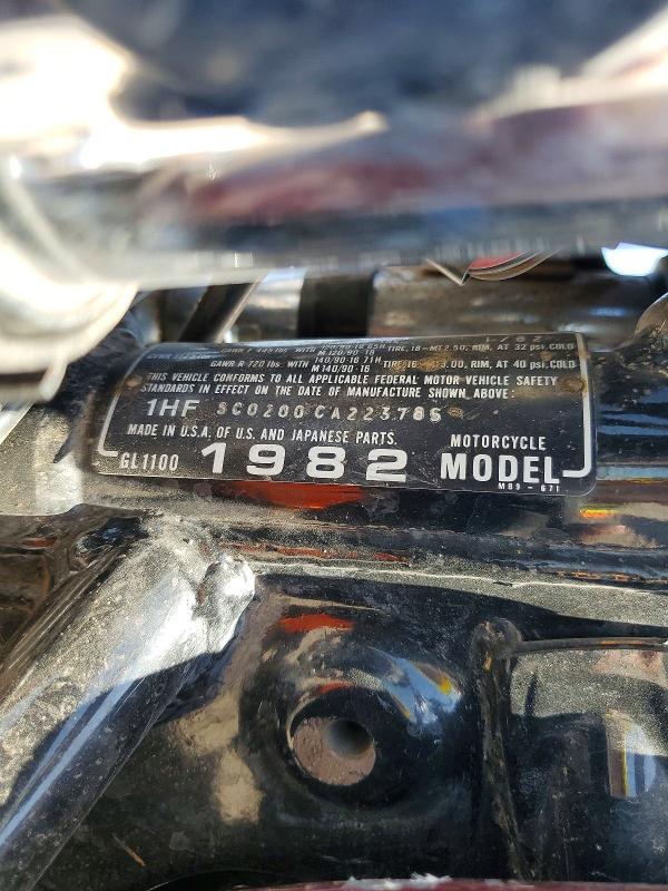 53279896 :رقم المزاد ، 1HFSC0200CA223785 vin ، 1982 Honda Gl1100 مزاد بيع