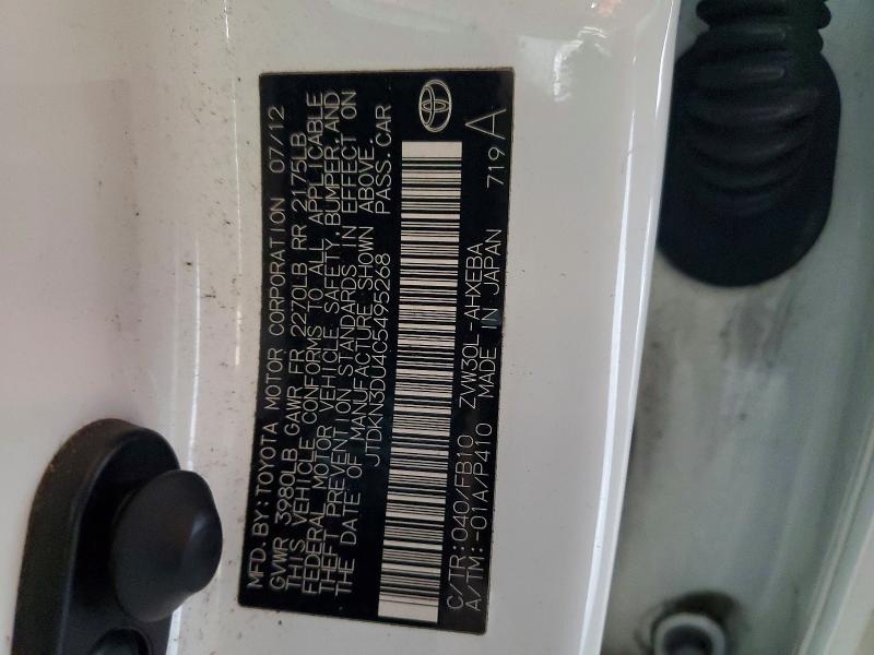 53297006 :رقم المزاد ، JTDKN3DU4C5495268 vin ، 2012 Toyota Prius مزاد بيع