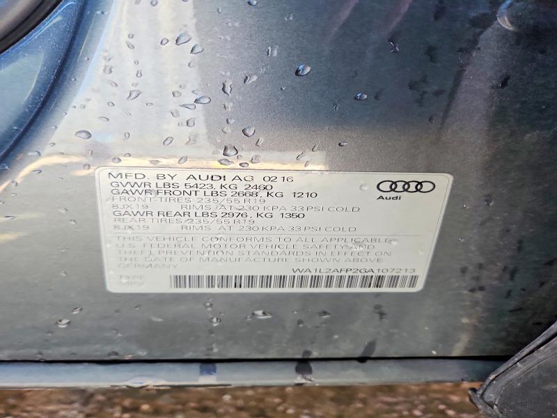 53771556 :رقم المزاد ، WA1L2AFP2GA107213 vin ، 2016 Audi Q5 مزاد بيع