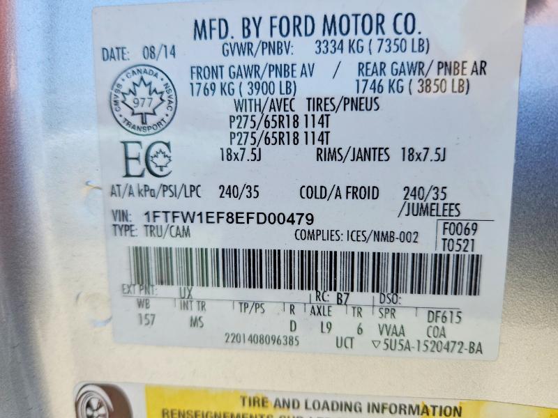Aukcja sprzedaży 2014 Ford F150, vin: 1FTFW1EF8EFD00479, numer aukcji: 53665216
