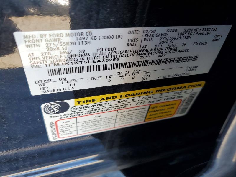 2020 Ford Expedition მანქანა იყიდება აუქციონზე, vin: 1FMJK1KT5LEA38256, აუქციონის ნომერი: 53745336