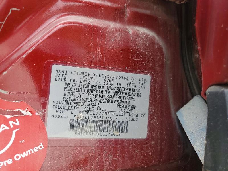 54229626 :رقم المزاد ، 3N1CP5DVXLL578418 vin ، 2020 Nissan Kicks مزاد بيع