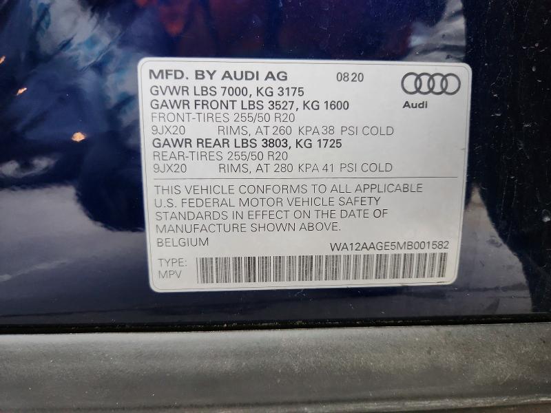 Продажа на аукционе авто 2021 Audi E-tron, vin: WA12AAGE5MB001582, номер лота: 52018686