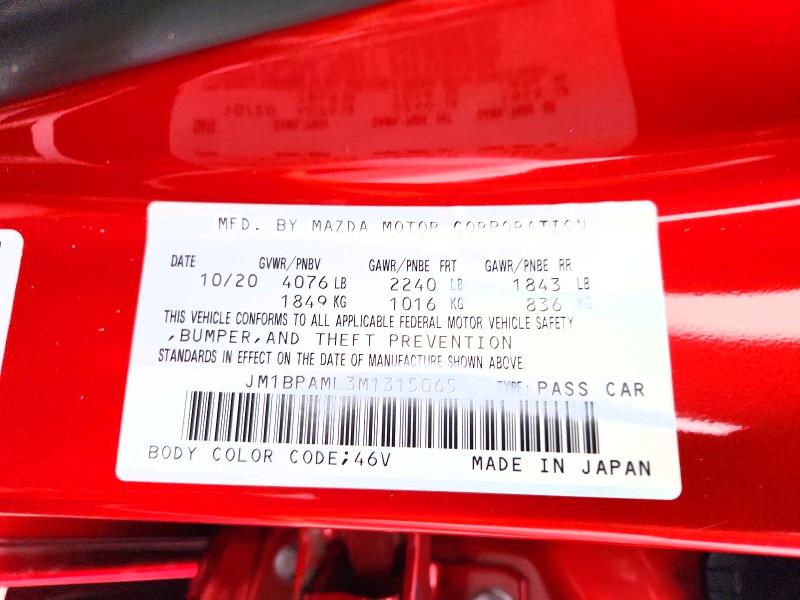 53779986 :رقم المزاد ، JM1BPAML3M1315065 vin ، 2021 Mazda 3 مزاد بيع