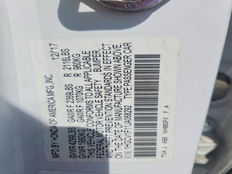 Продаж на аукціоні авто 2018 Honda Accord, vin: 1HGCV1F11JA068292, номер лоту: 55518456