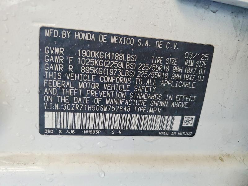 53780506 :رقم المزاد ، 3CZRZ1H50SM752648 vin ، 2025 Honda Hr-v مزاد بيع