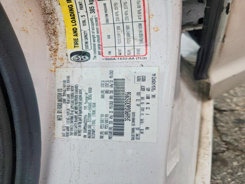 Aukcja sprzedaży 2012 Ford Fusion, vin: 3FAHP0JG6CR352956, numer aukcji: 52050536