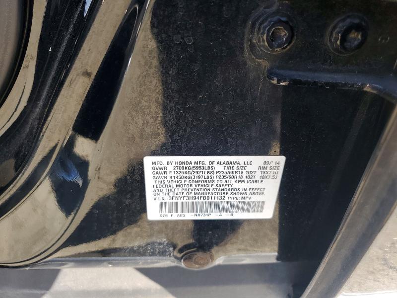 2015 Honda Pilot მანქანა იყიდება აუქციონზე, vin: 5FNYF3H94FB011132, აუქციონის ნომერი: 53326006