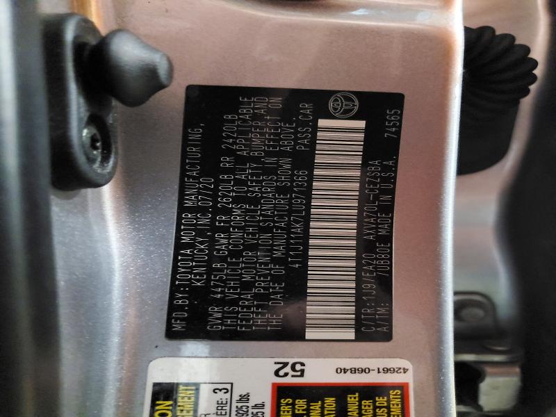 Продажа на аукционе авто 2020 Toyota Camry, vin: 4T1J11AK7LU971366, номер лота: 53168826
