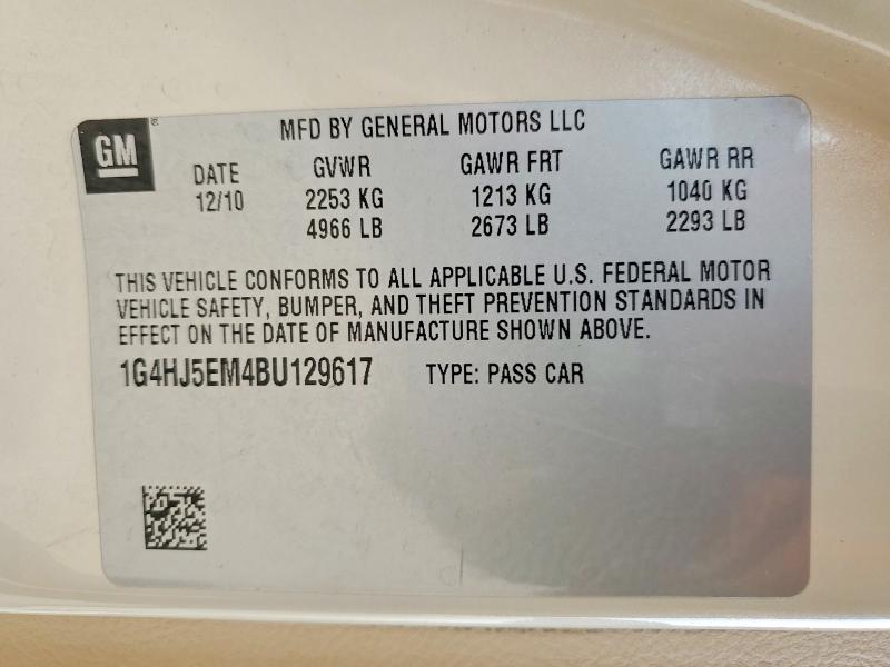2011 Buick Lucerne მანქანა იყიდება აუქციონზე, vin: 1G4HJ5EM4BU129617, აუქციონის ნომერი: 52194376