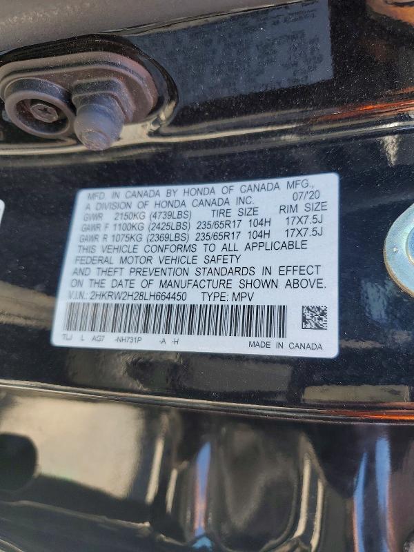 52336446 :رقم المزاد ، 2HKRW2H28LH664450 vin ، 2020 Honda Cr-v مزاد بيع