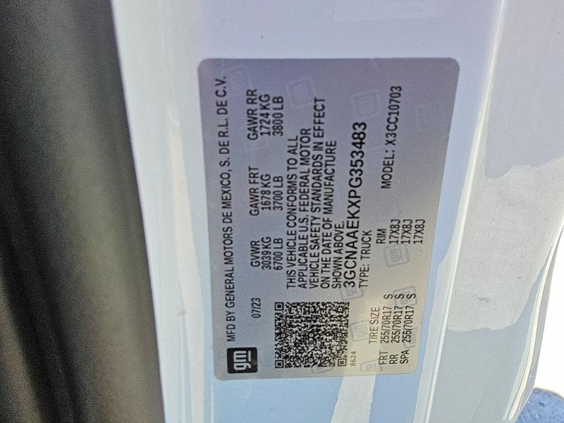 Продаж на аукціоні авто 2023 Chevrolet Silverado, vin: 3GCNAAEKXPG353483, номер лоту: 52421766