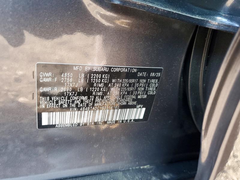 Aukcja sprzedaży 2025 Subaru Outback, vin: 4S4BTADC1S3316160, numer aukcji: 45630996