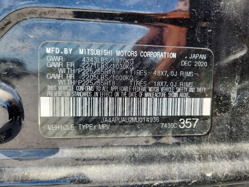 53883106 :رقم المزاد ، JA4APUAU2MU014936 vin ، 2021 Mitsubishi Outlander Sport مزاد بيع