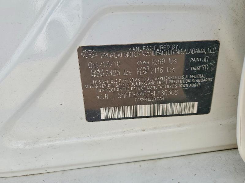 2011 Hyundai Sonata მანქანა იყიდება აუქციონზე, vin: 5NPEB4AC7BH180308, აუქციონის ნომერი: 54422526