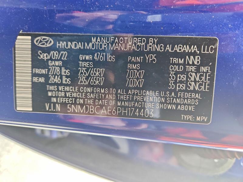 2023 Hyundai Tucson მანქანა იყიდება აუქციონზე, vin: 5NMJBCAE6PH174403, აუქციონის ნომერი: 55229966
