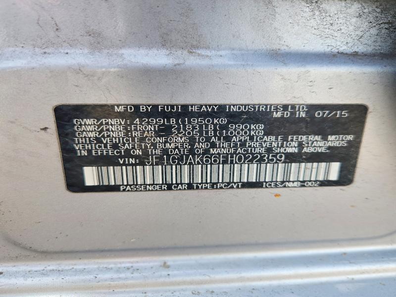 Aukcja sprzedaży 2015 Subaru Impreza, vin: JF1GJAK66FH022359, numer aukcji: 52453916