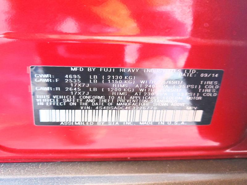53280856 :رقم المزاد ، 4S4BSADC4F3226770 vin ، 2015 Subaru Outback مزاد بيع