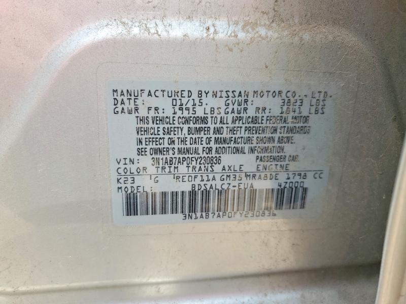 54848316 :رقم المزاد ، 3N1AB7AP0FY230836 vin ، 2015 Nissan Sentra مزاد بيع