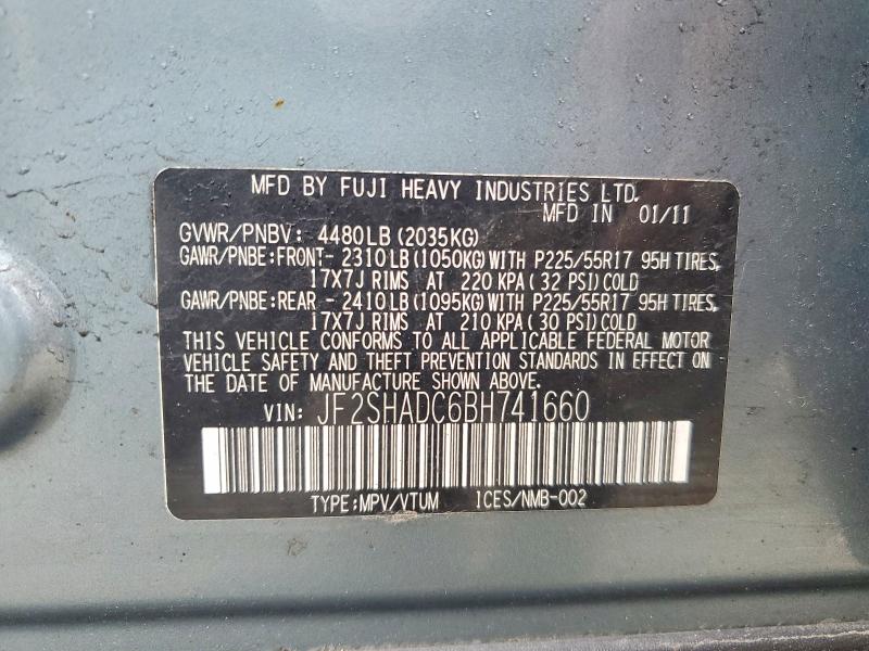 Продаж на аукціоні авто 2011 Subaru Forester, vin: JF2SHADC6BH741660, номер лоту: 54007356
