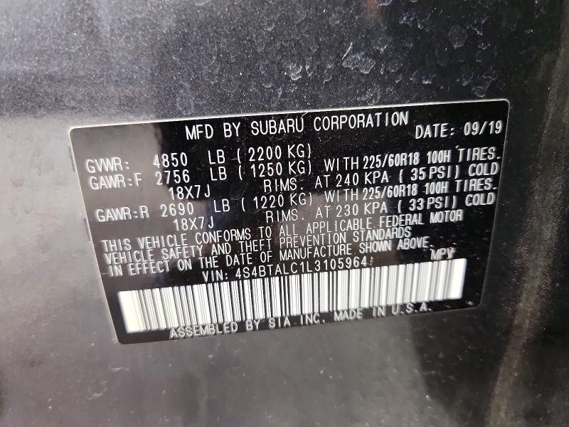 Aukcja sprzedaży 2020 Subaru Outback, vin: 4S4BTALC1L3105964, numer aukcji: 54277416
