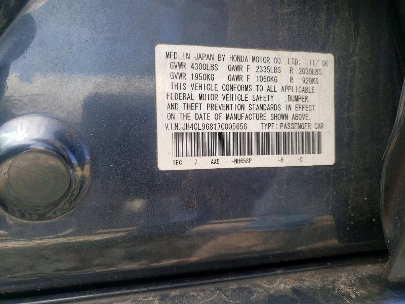 Aukcja sprzedaży 2007 Acura Tsx, vin: JH4CL96817C005656, numer aukcji: 53022416